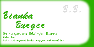 bianka burger business card